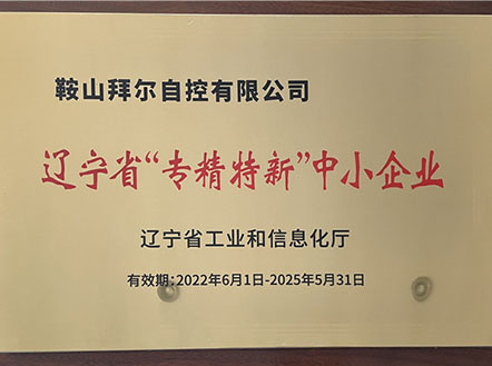 公司榮獲遼寧省“專精特新”中小企業(yè)稱號(hào)